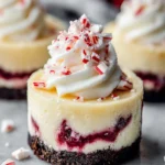 Irresistible Festive Mini Peppermint Bark Cheesecakes First Image