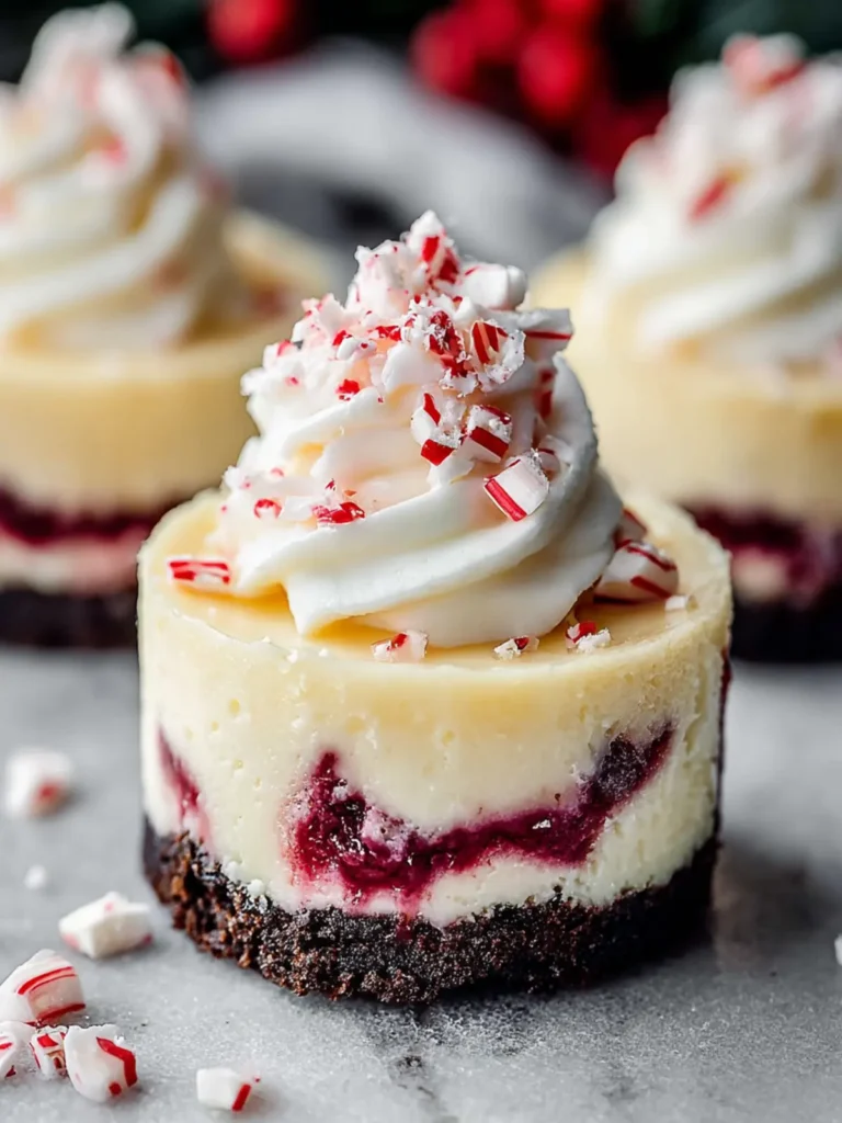 Irresistible Festive Mini Peppermint Bark Cheesecakes First Image