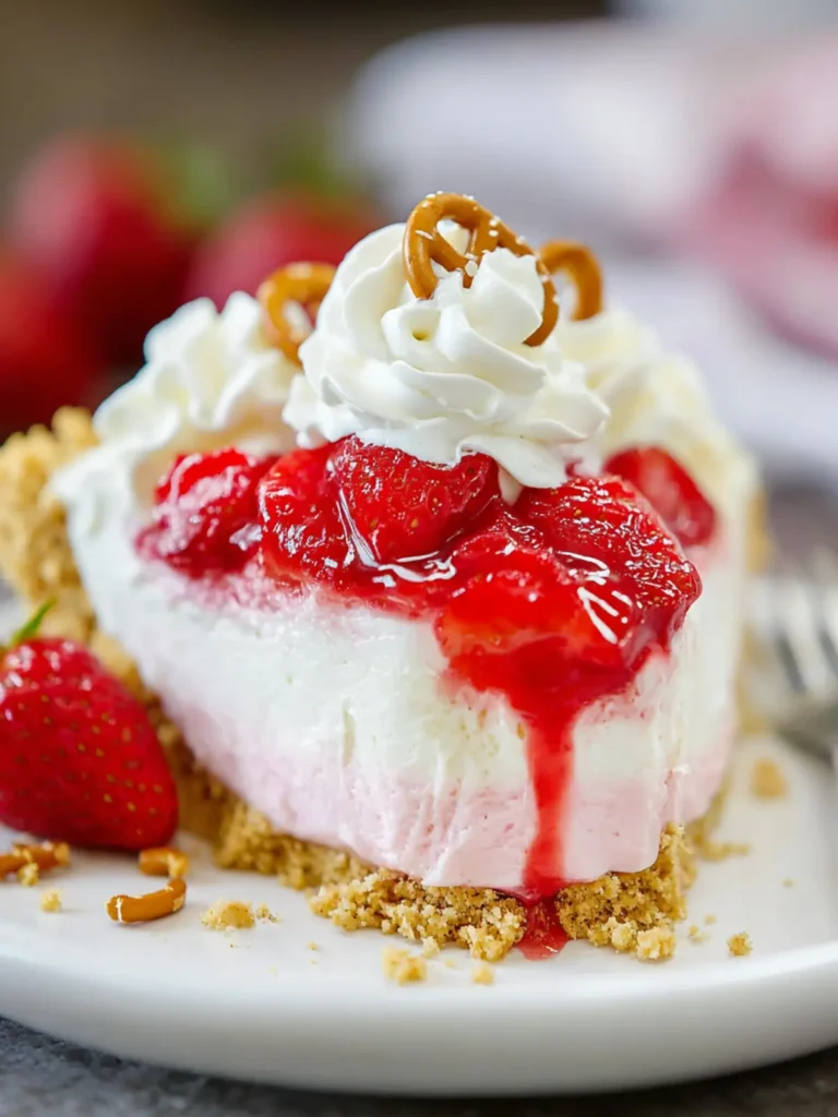 Fluffy Strawberry Rhubarb Cream Pie with a Pretzel Crust First Image
