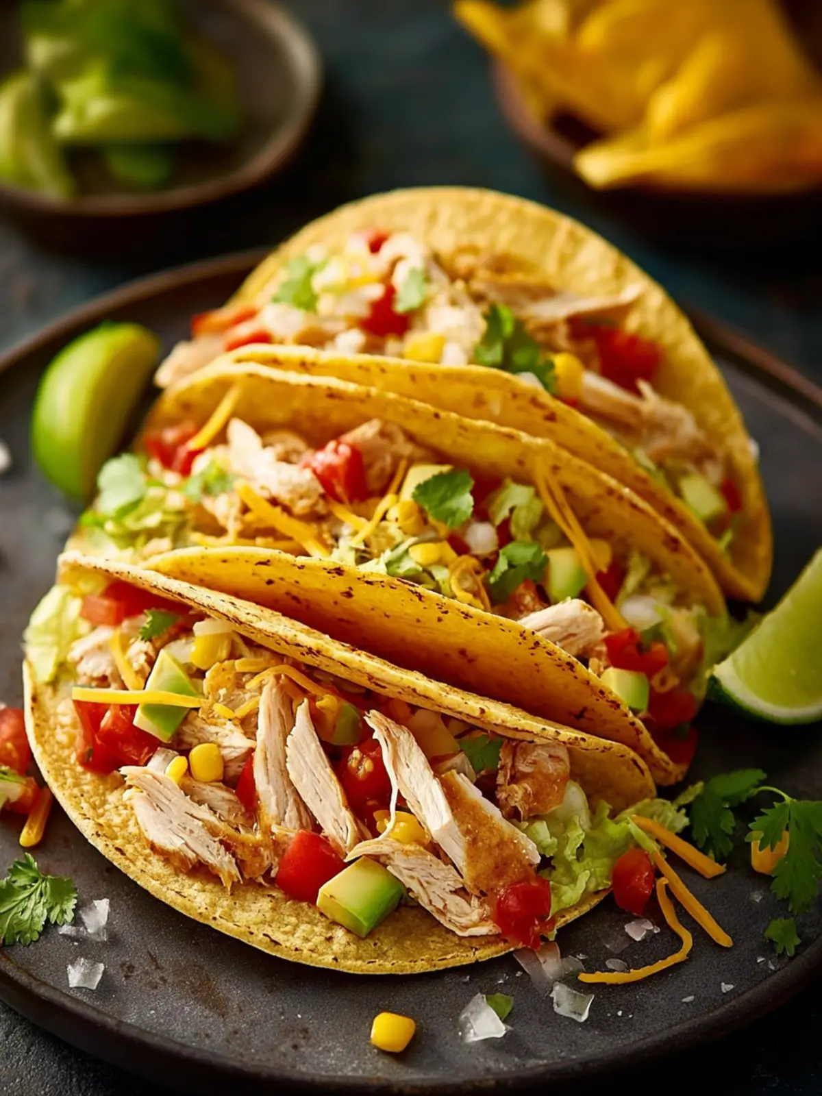 Corn Tortilla White Chicken Chili Tacos First Image