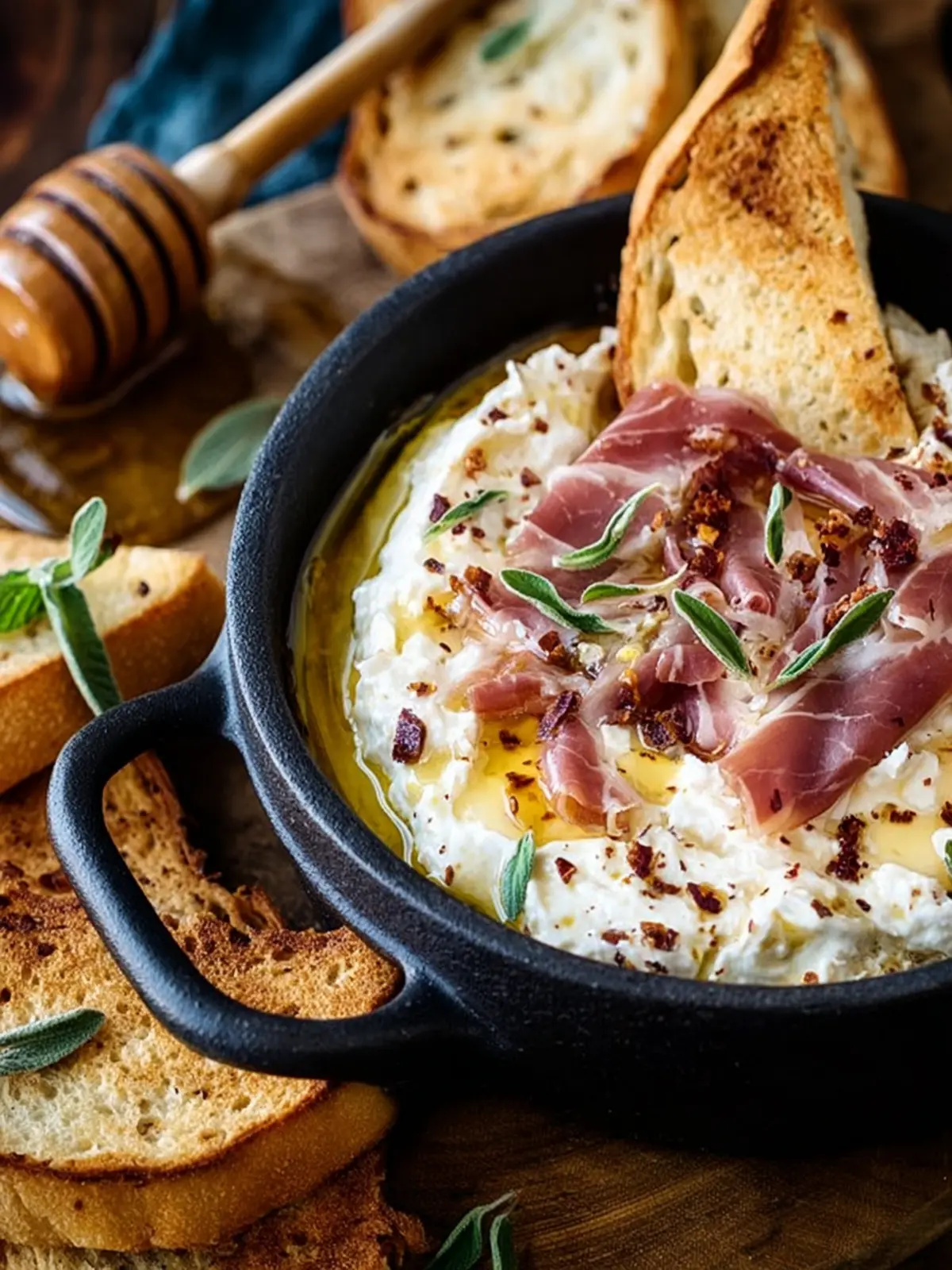 Roasted Garlic and Prosciutto Cream Cheese Dip with Hot Honey First Image
