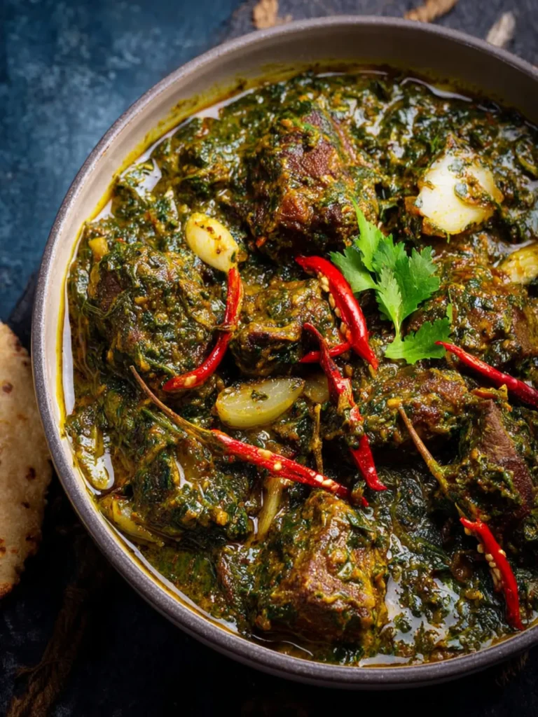Saag Gosht Recipe (Mutton Cooked With Greens) First Image