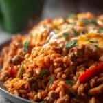 Ground Beef Orzo with Tomato Cream Sauce First Image
