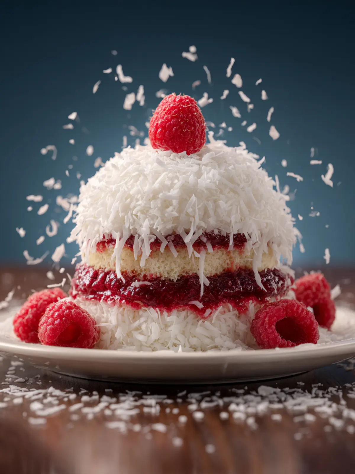 Raspberry Coconut Snowball Cake First Image