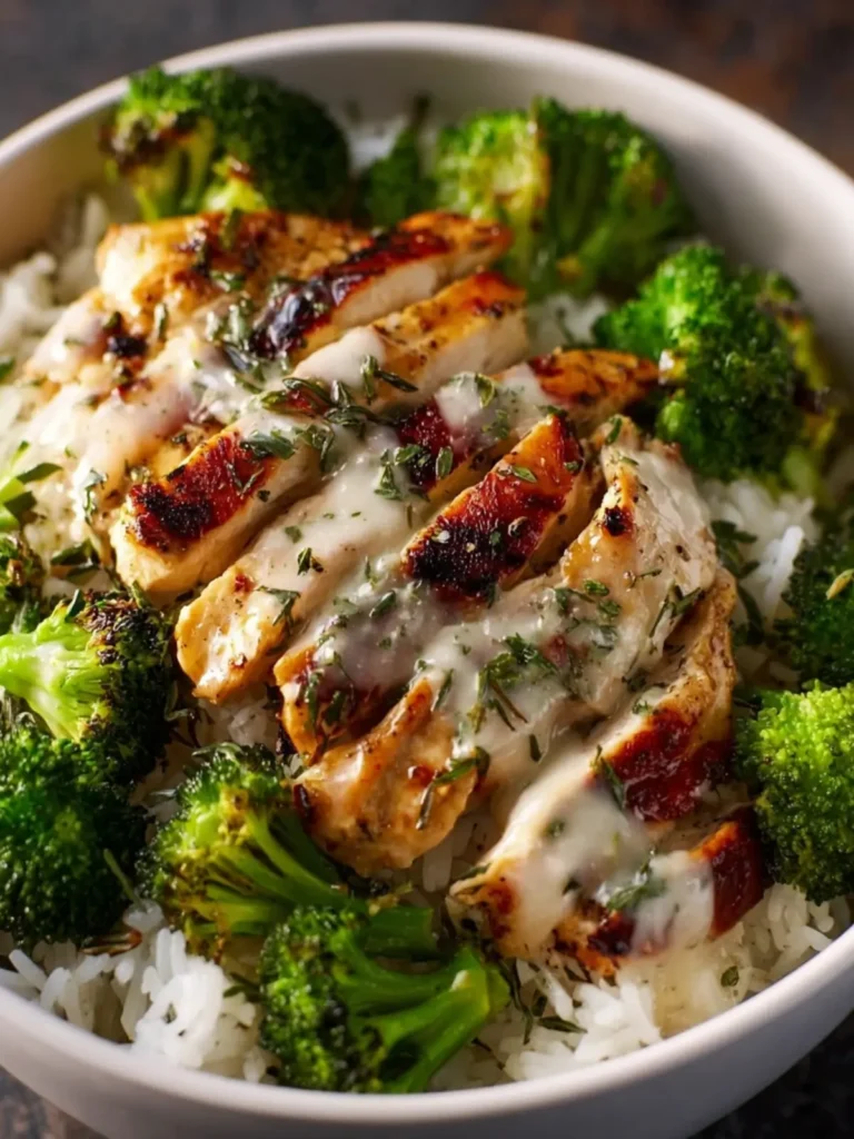 Creamy Garlic Chicken and Broccoli Bowls First Image